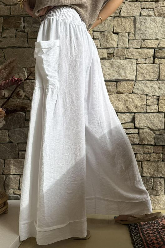 Basso Shirring Sailor Pant White